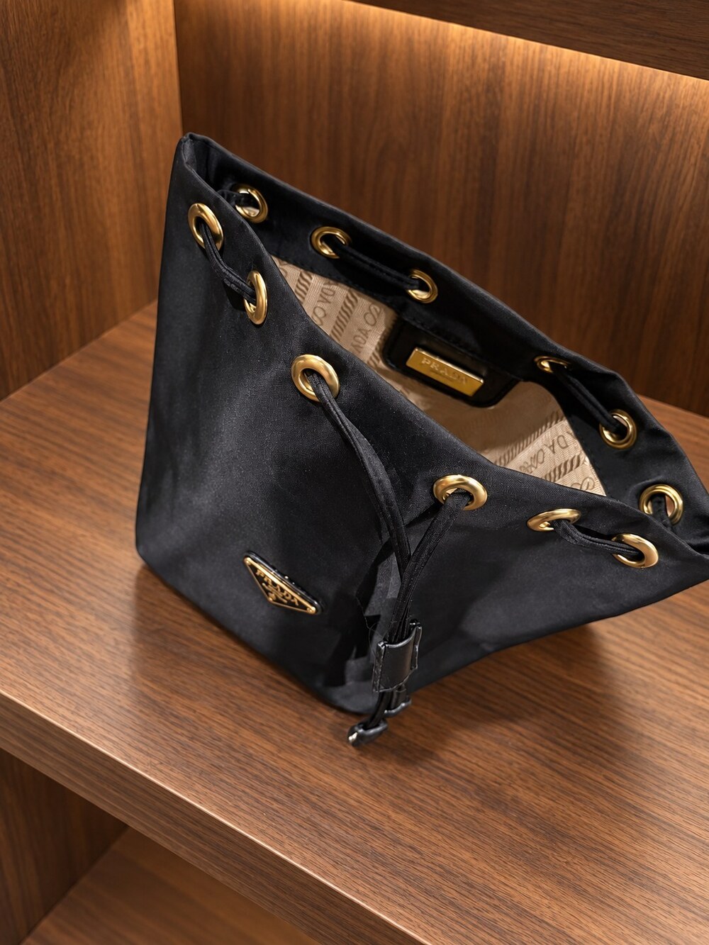 Prada Black Drawstring Makeup Bag | Compact Black Finish - Picture 6 of 6